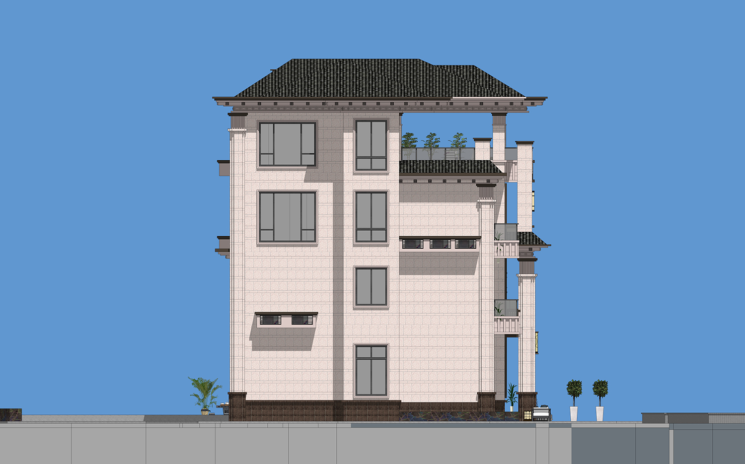 郴州四层新中式农村别墅图纸