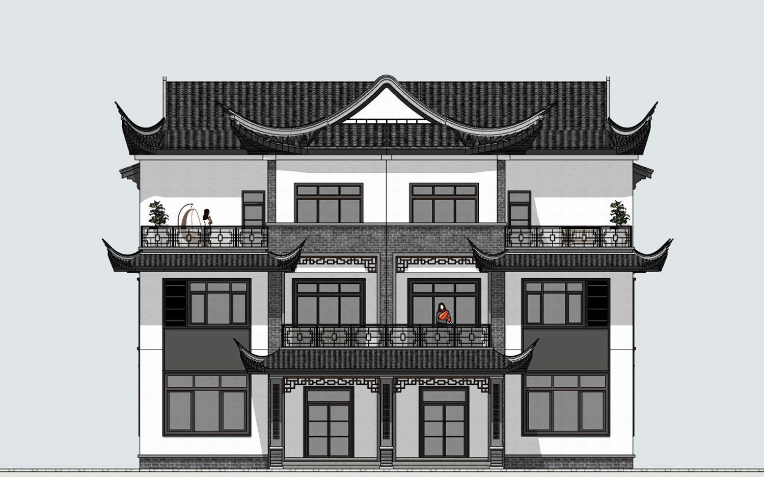 湖北荆州汪家中式双拼住宅