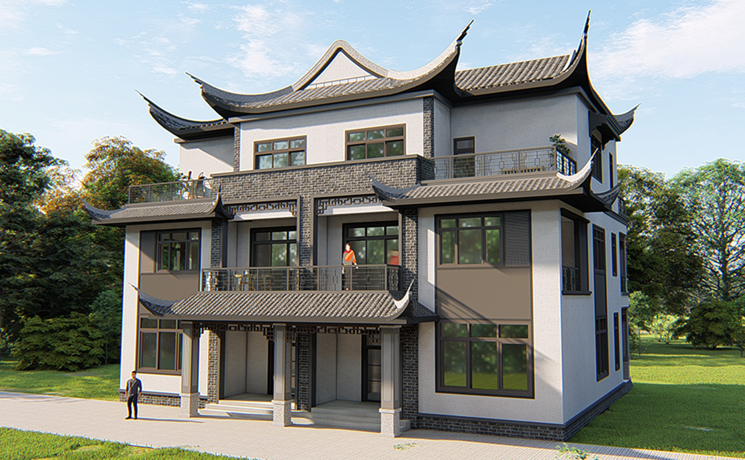 湖北荆州汪家中式双拼住宅