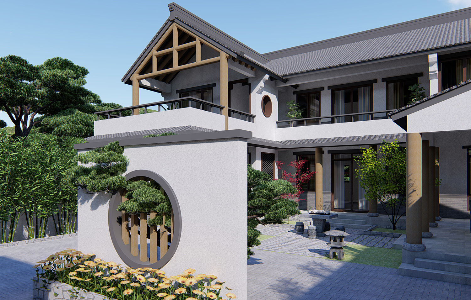 江西南昌二层新中式别墅自建房设计