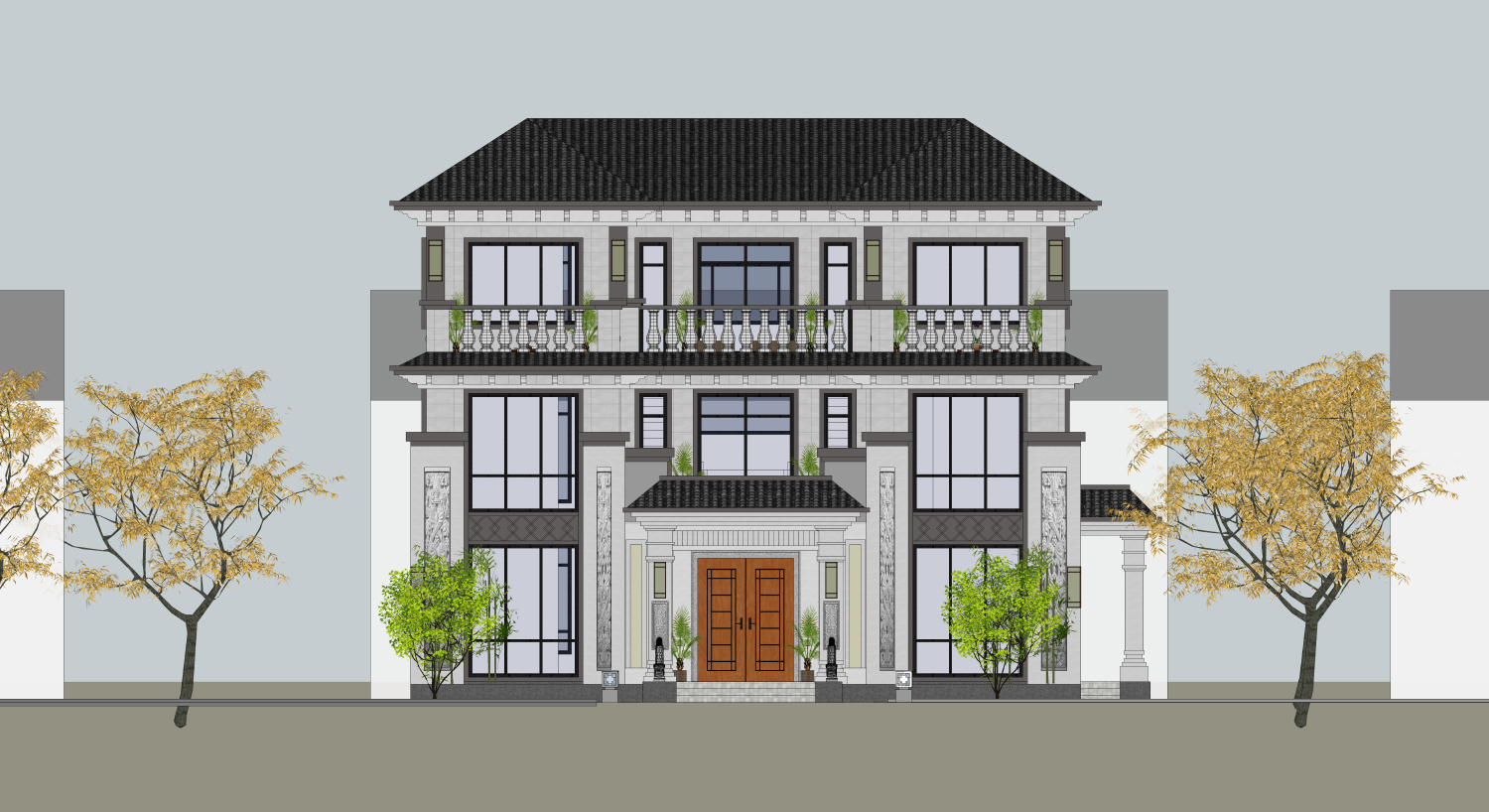 四川内江周家新中式别墅