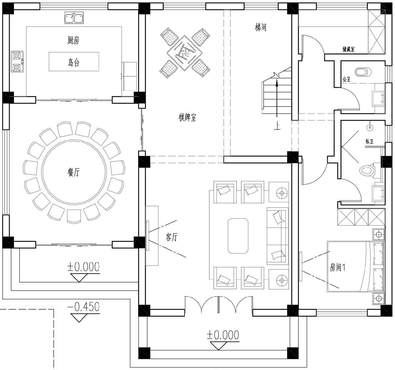 福建龙岩卢家新中式别墅图纸