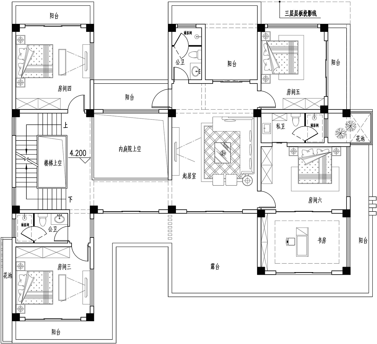 四川内江罗家现代别墅图纸