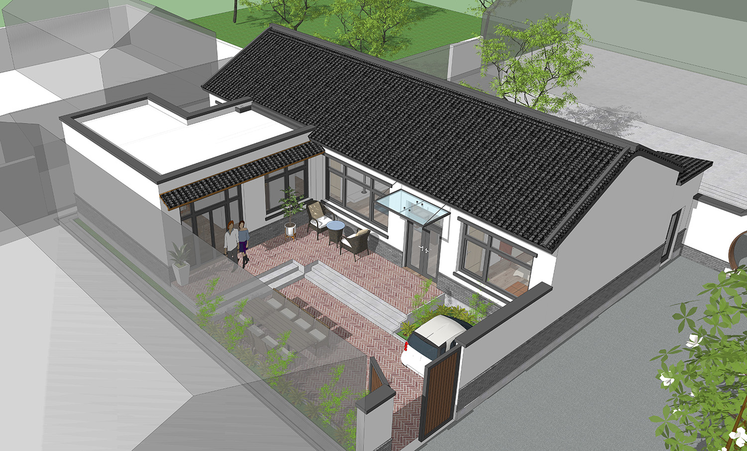 北京顺义张家一层新中式住宅