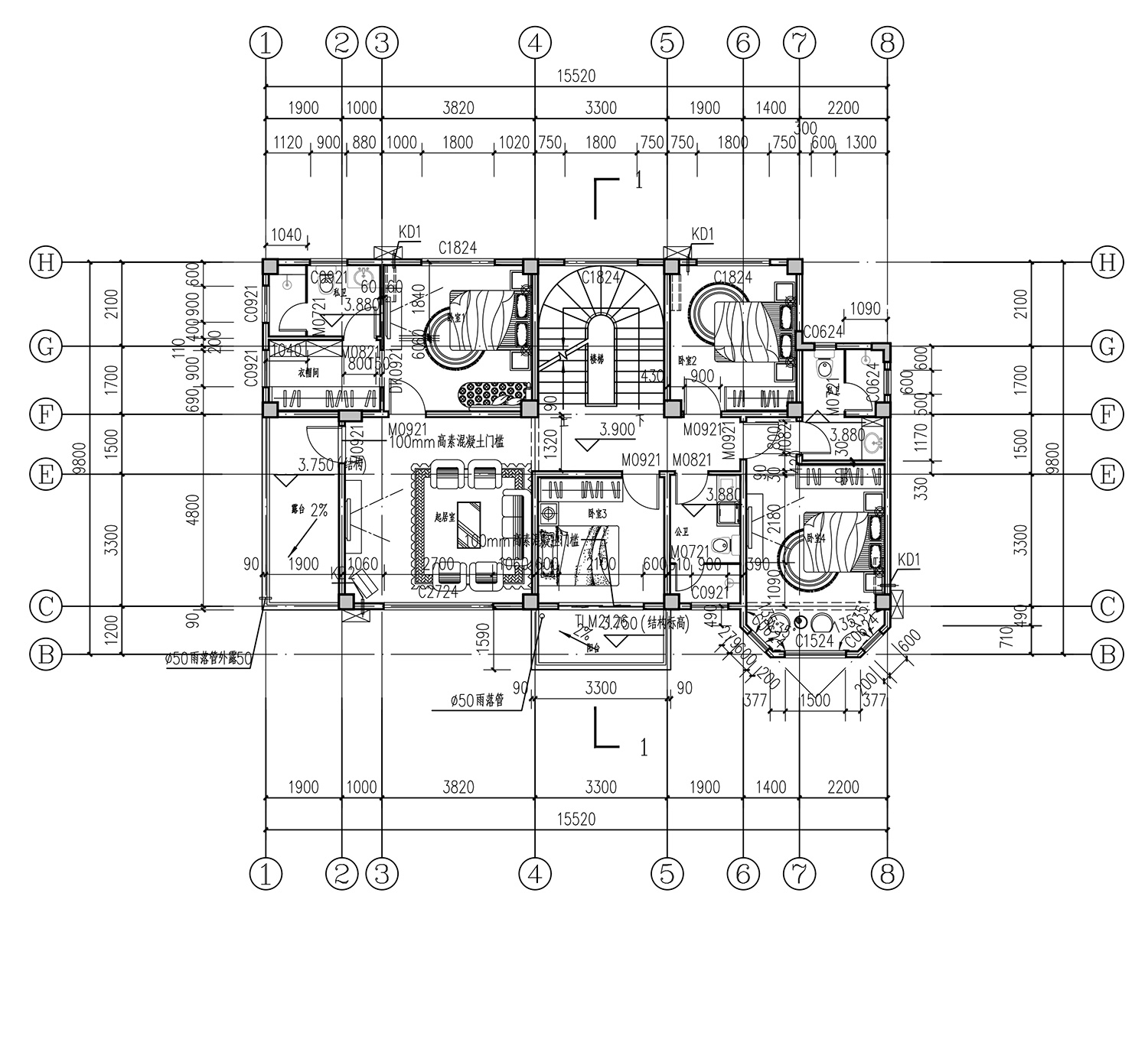 广西柳州陈家欧式别墅自建房设计图纸