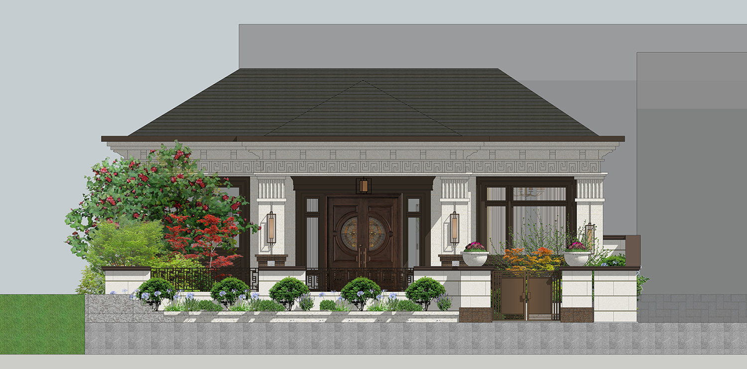 四川简阳陈家一层新中式别墅