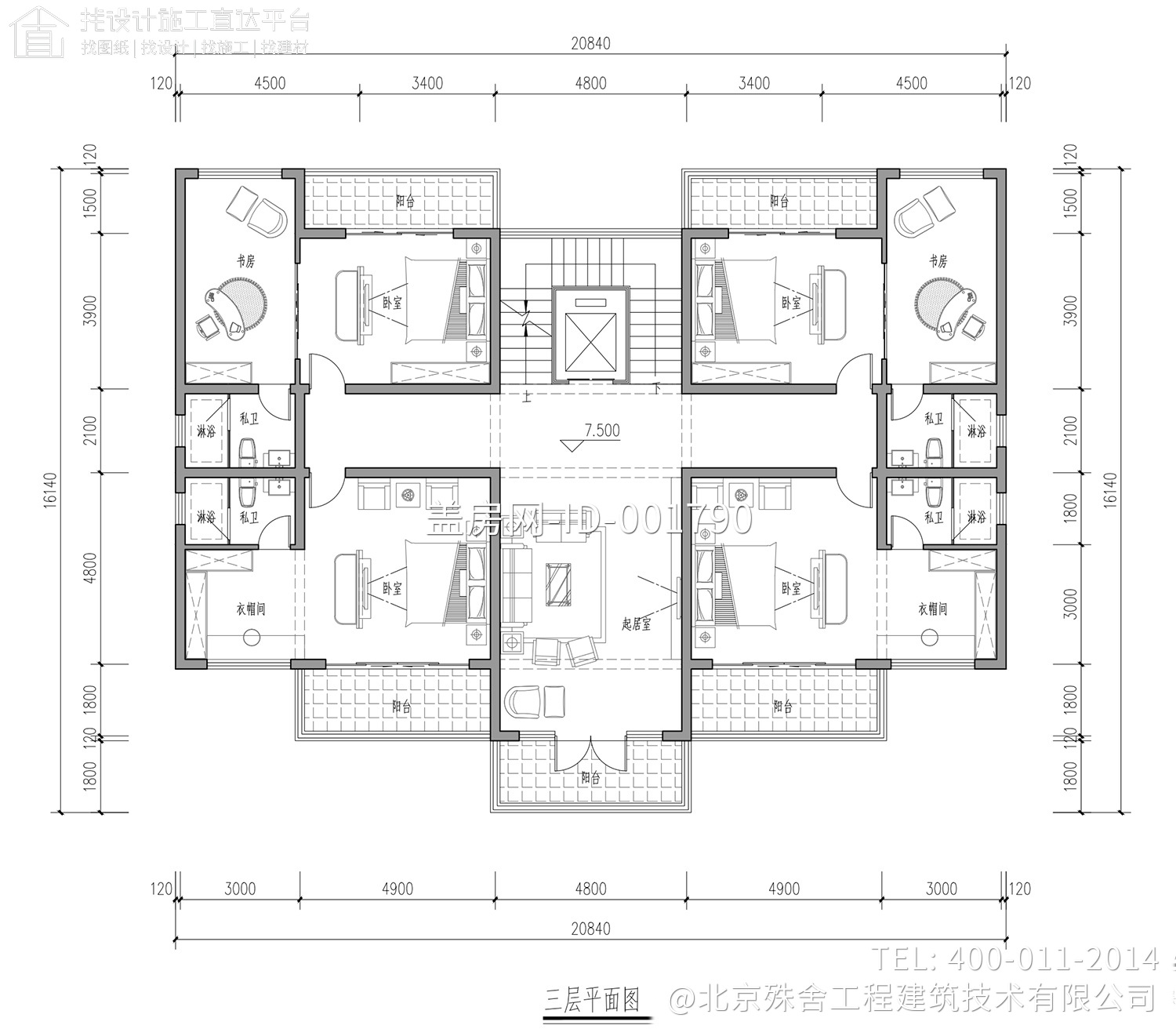 山东潍坊三层新中式别墅自建房设计图纸