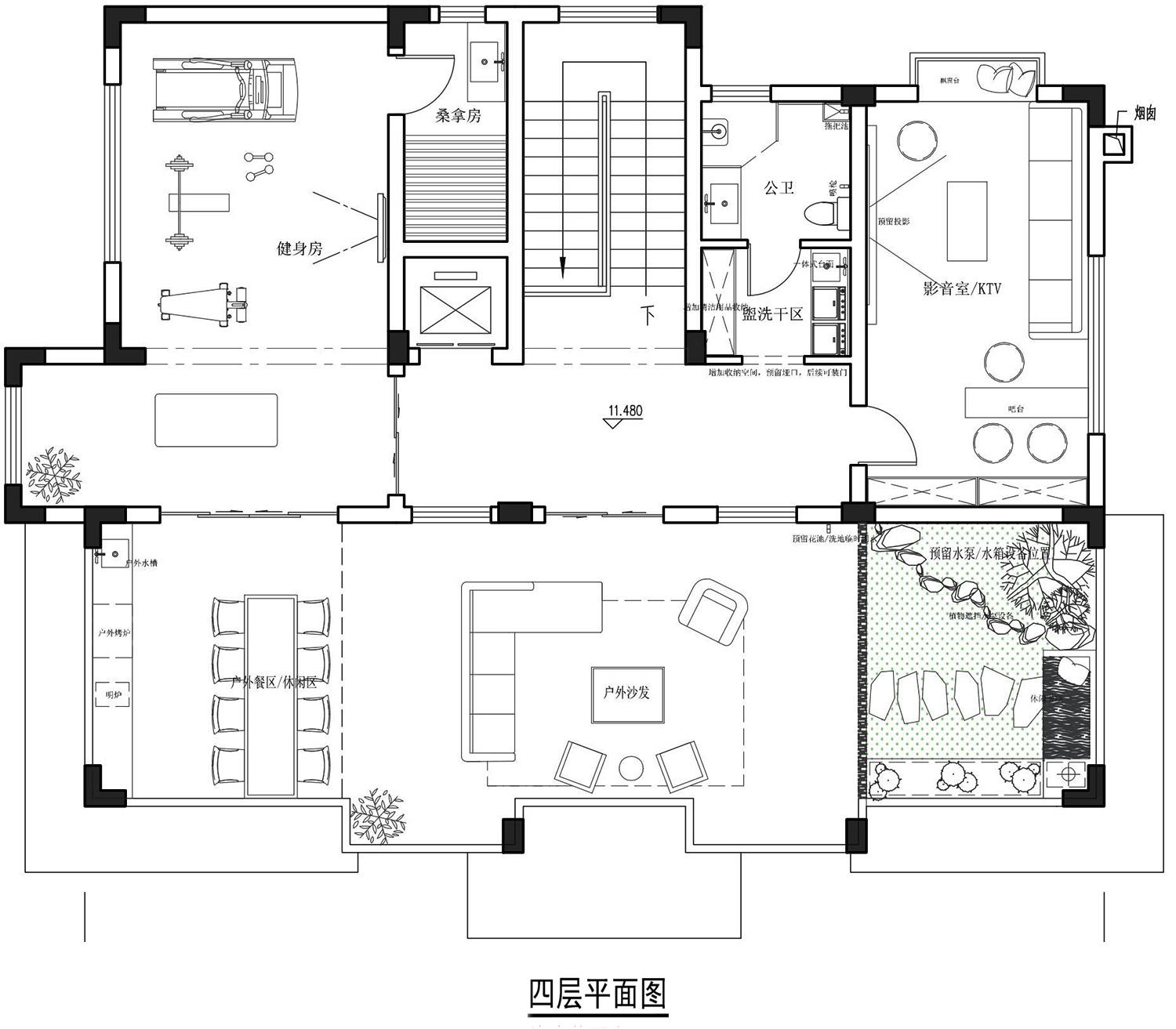 郴州四层新中式农村别墅图纸