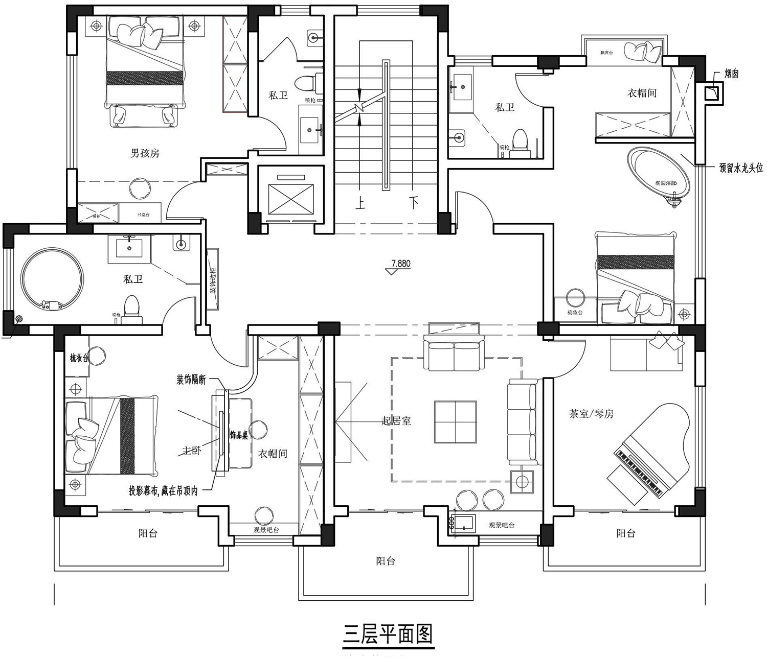 郴州四层新中式农村别墅图纸