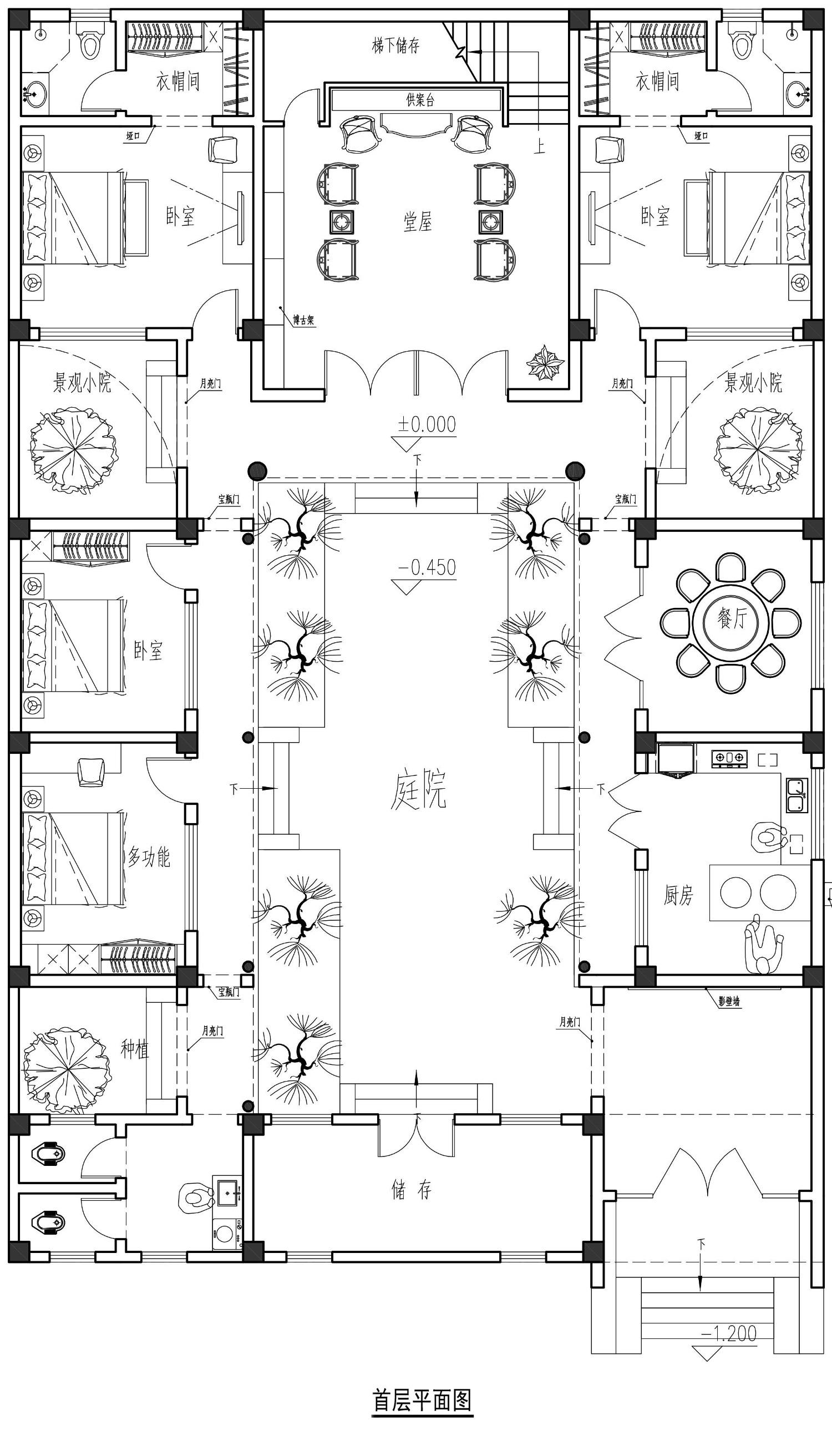孝感齐家中式四合院别墅图纸