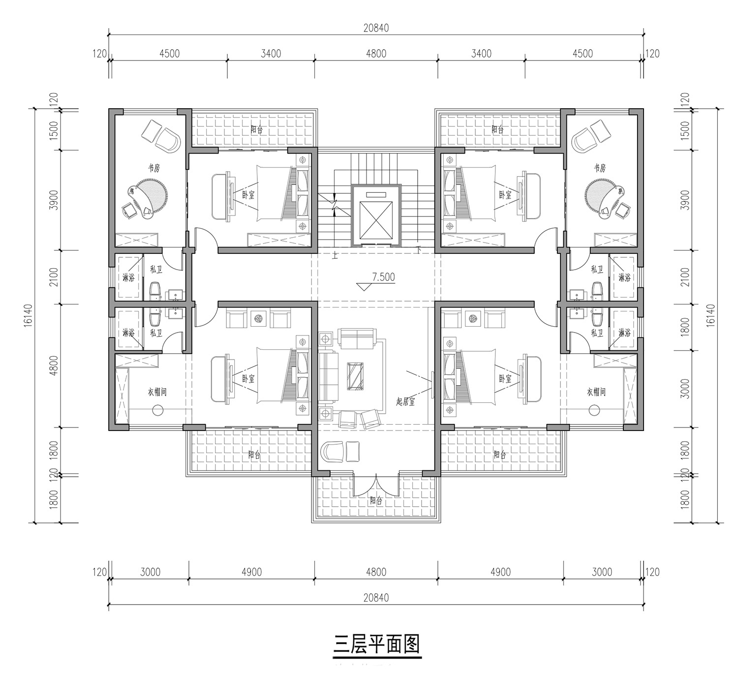 山东潍坊三层新中式别墅设计