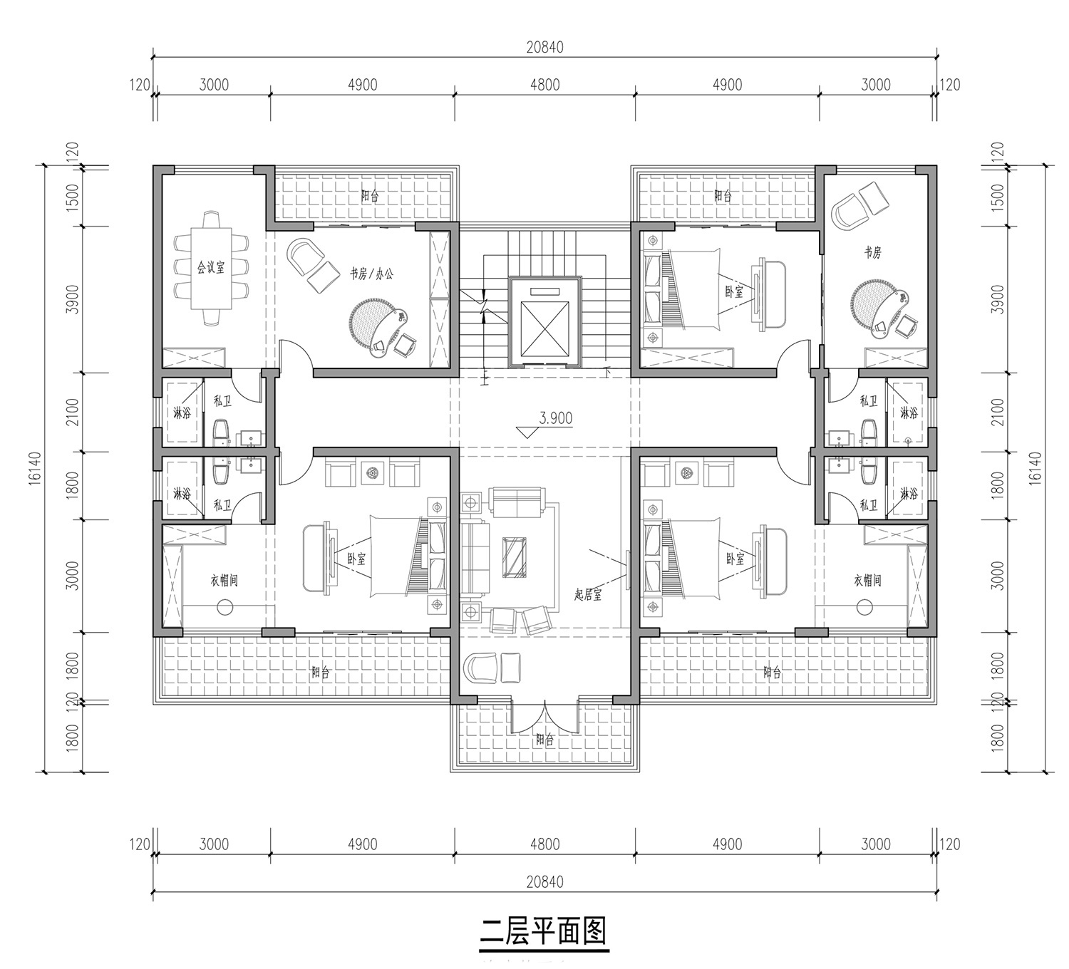 山东潍坊三层新中式别墅设计