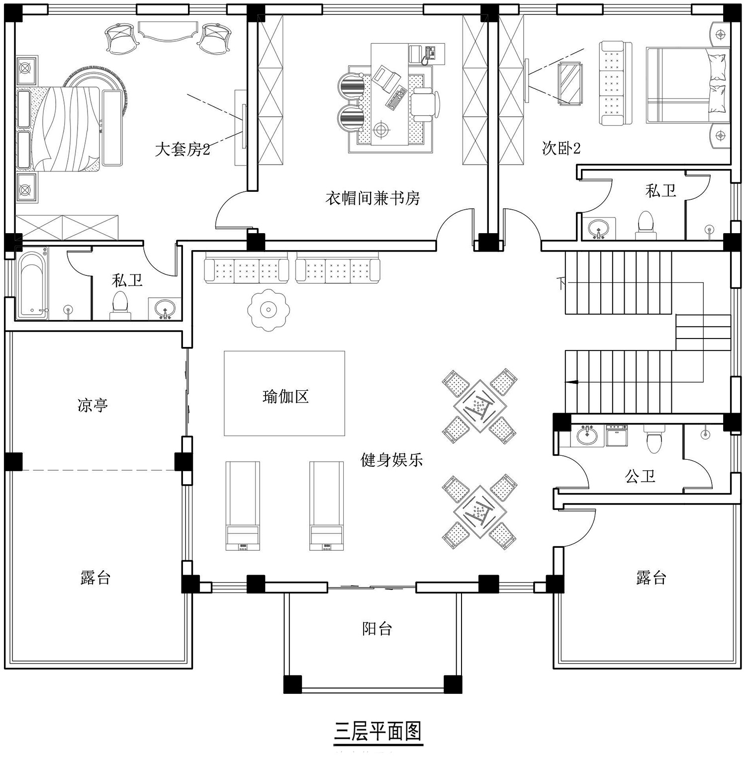 湖南邵阳杨家三层新中式别墅设计图纸