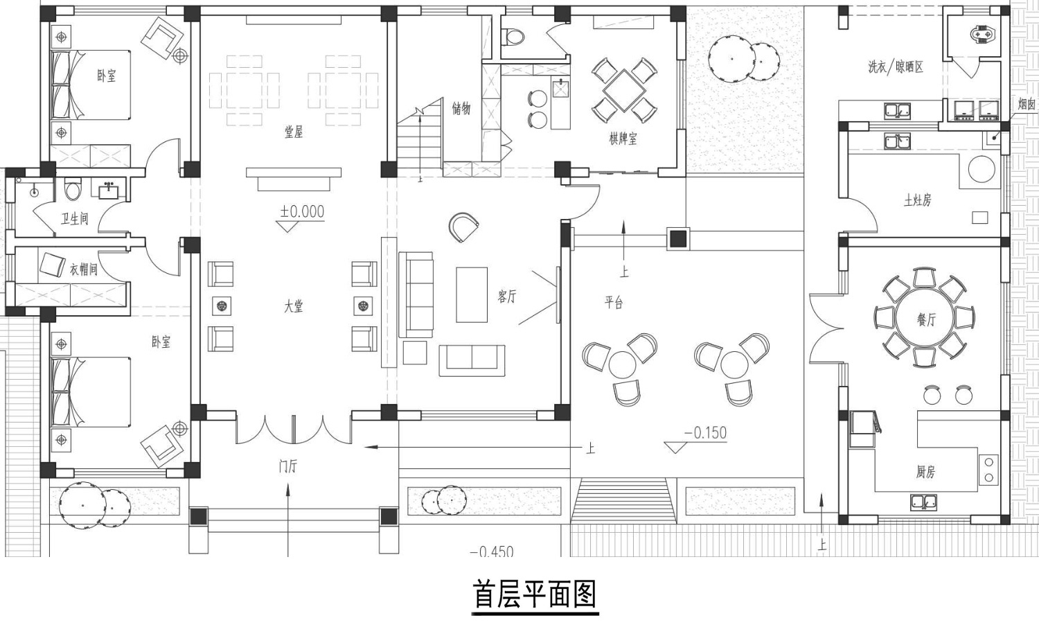 湖北咸宁徐家三层新中式别墅设计图纸