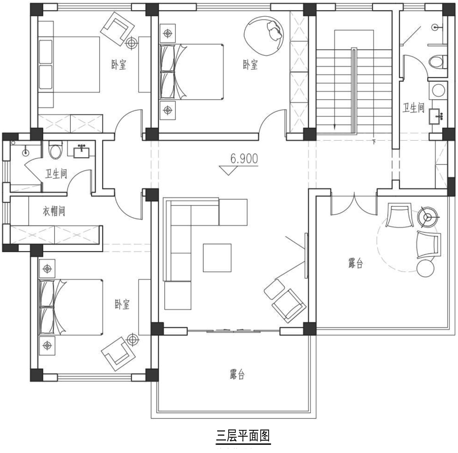 湖北咸宁徐家三层新中式别墅设计图纸