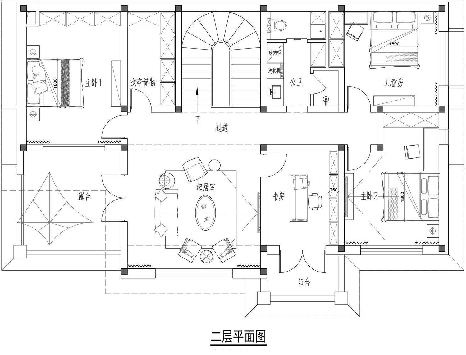 北京平谷张家二层新中式别墅自建房设计图纸