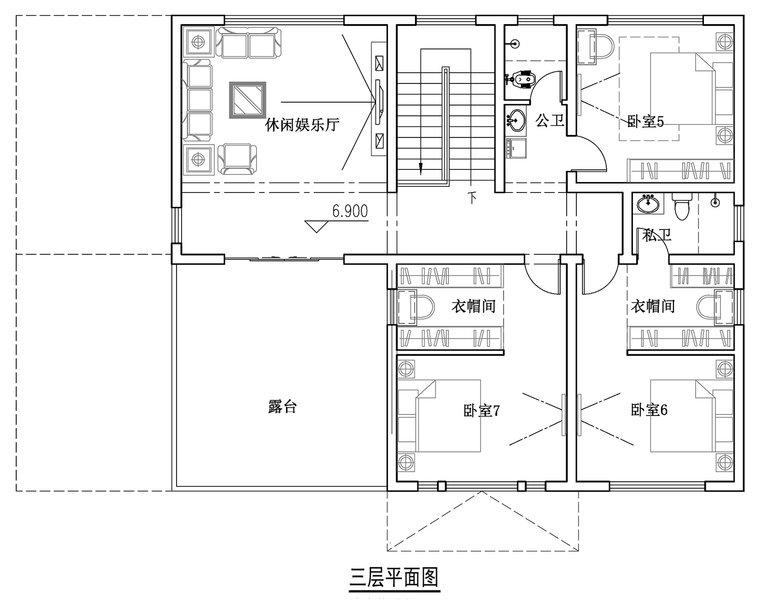 湖南岳阳杨家三层新中式别墅自建房设计图纸
