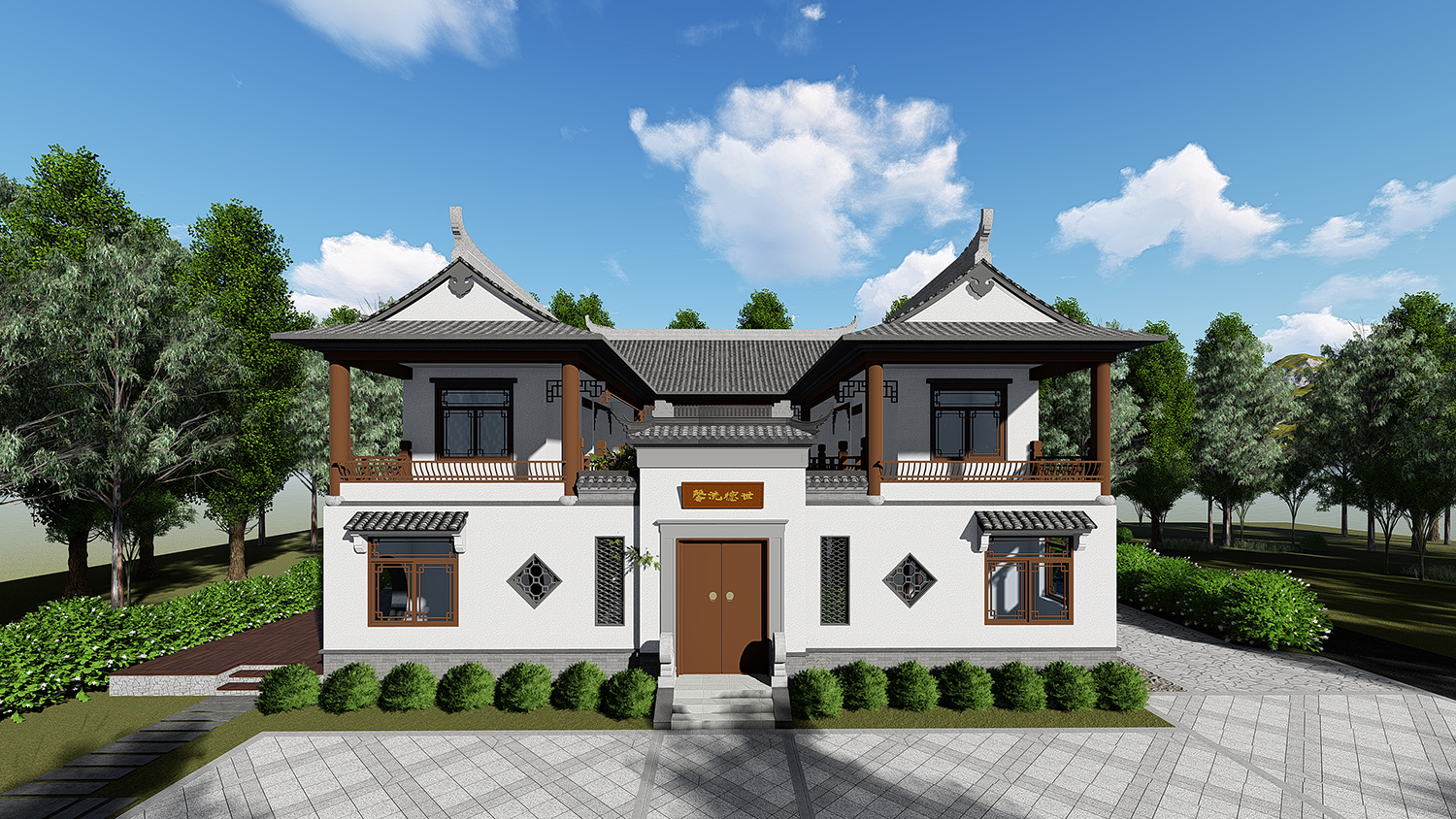 上饶吴家中式三合院别墅图纸