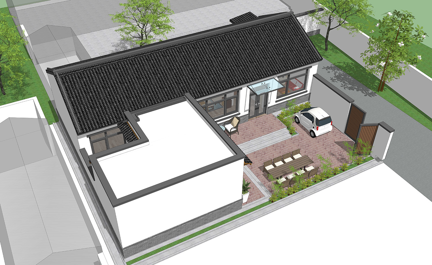 北京顺义张家一层新中式住宅