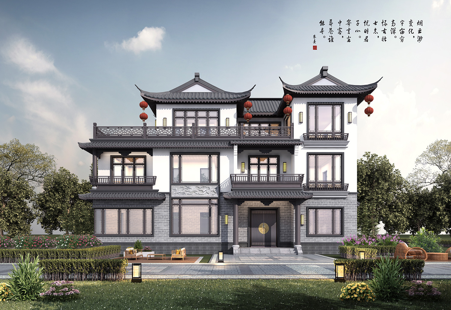 陕西西安三层中式别墅设计图纸