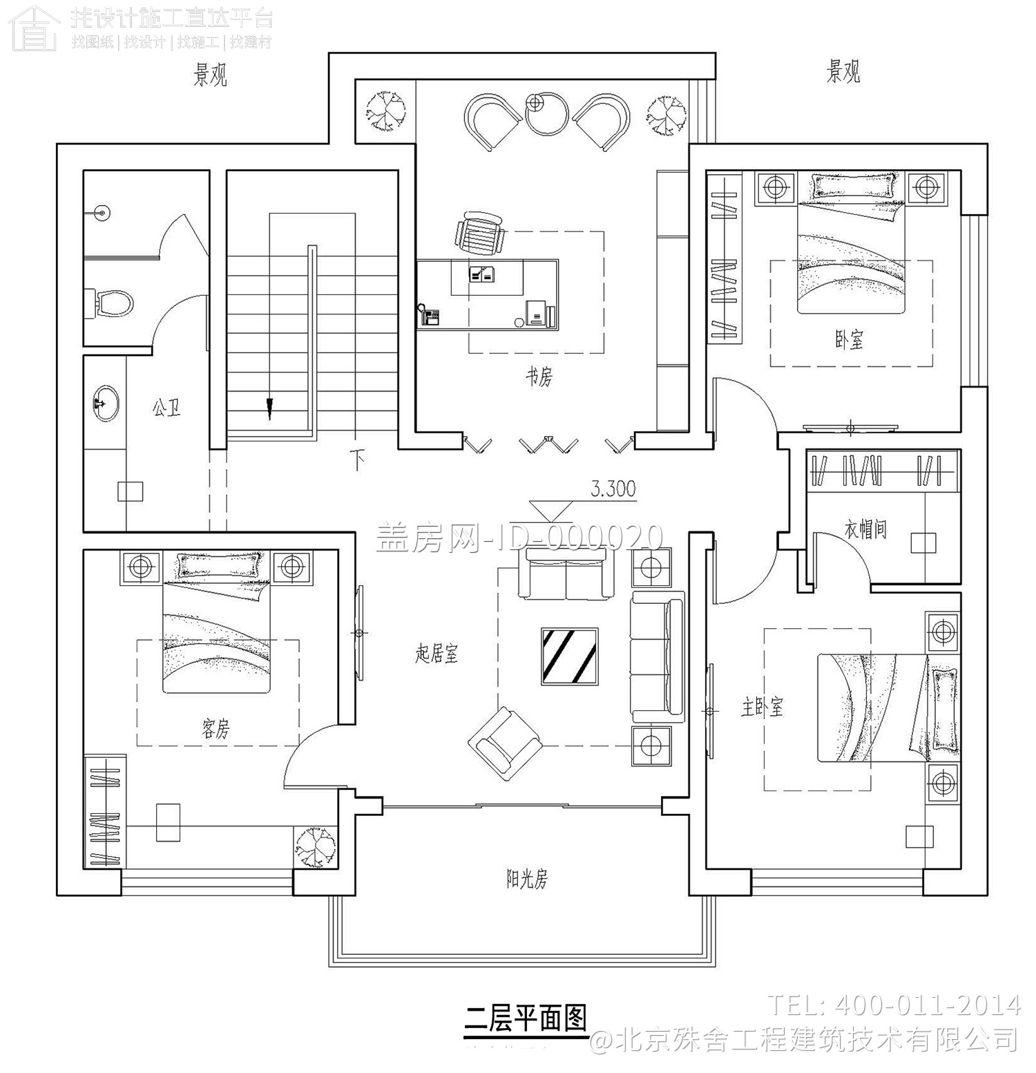 北京顺义二层张家欧式别墅图纸