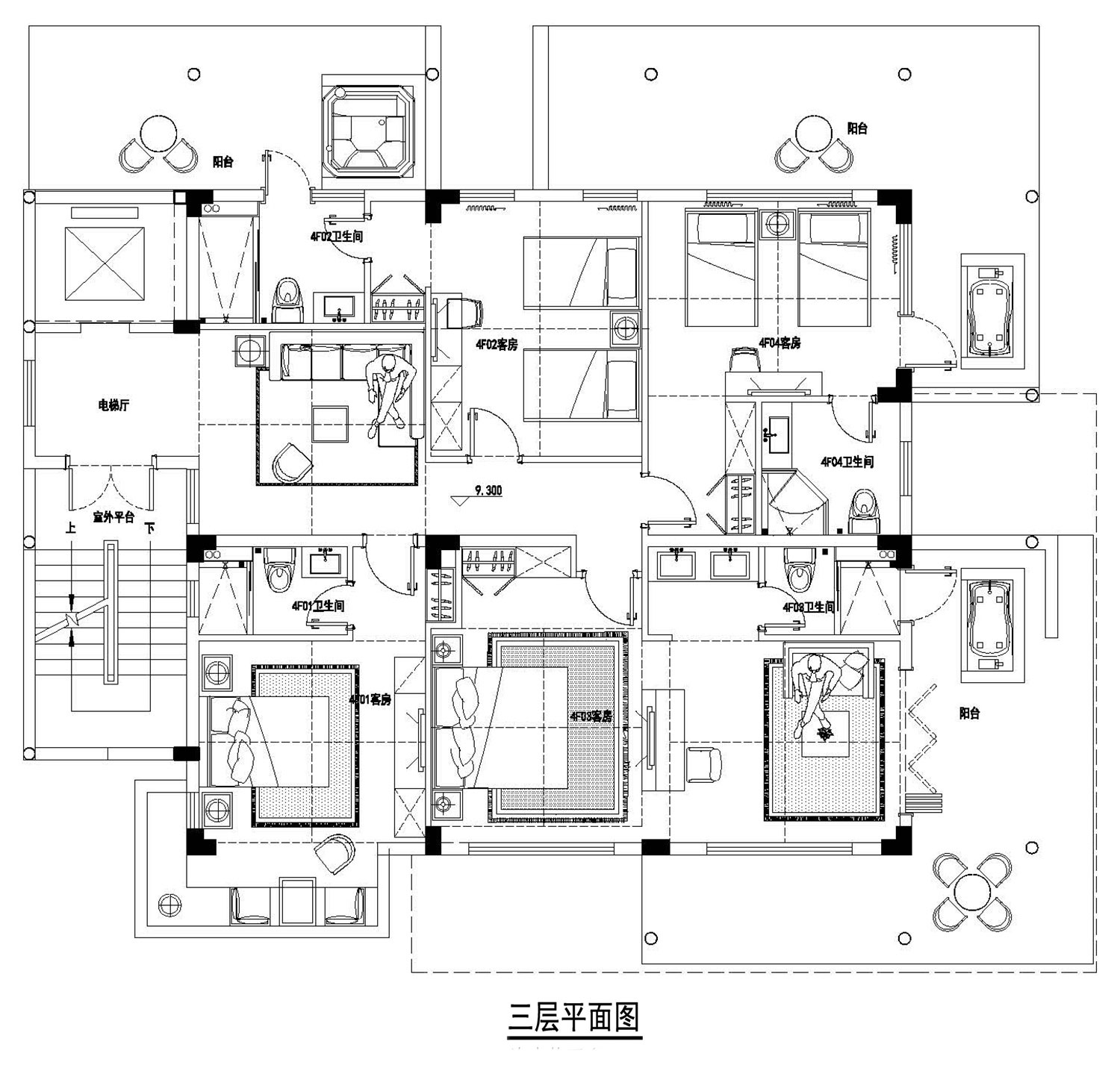 海南海口四层现代别墅设计图纸