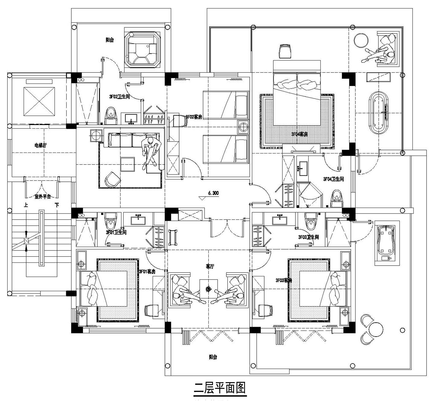 海南海口四层现代别墅设计图纸
