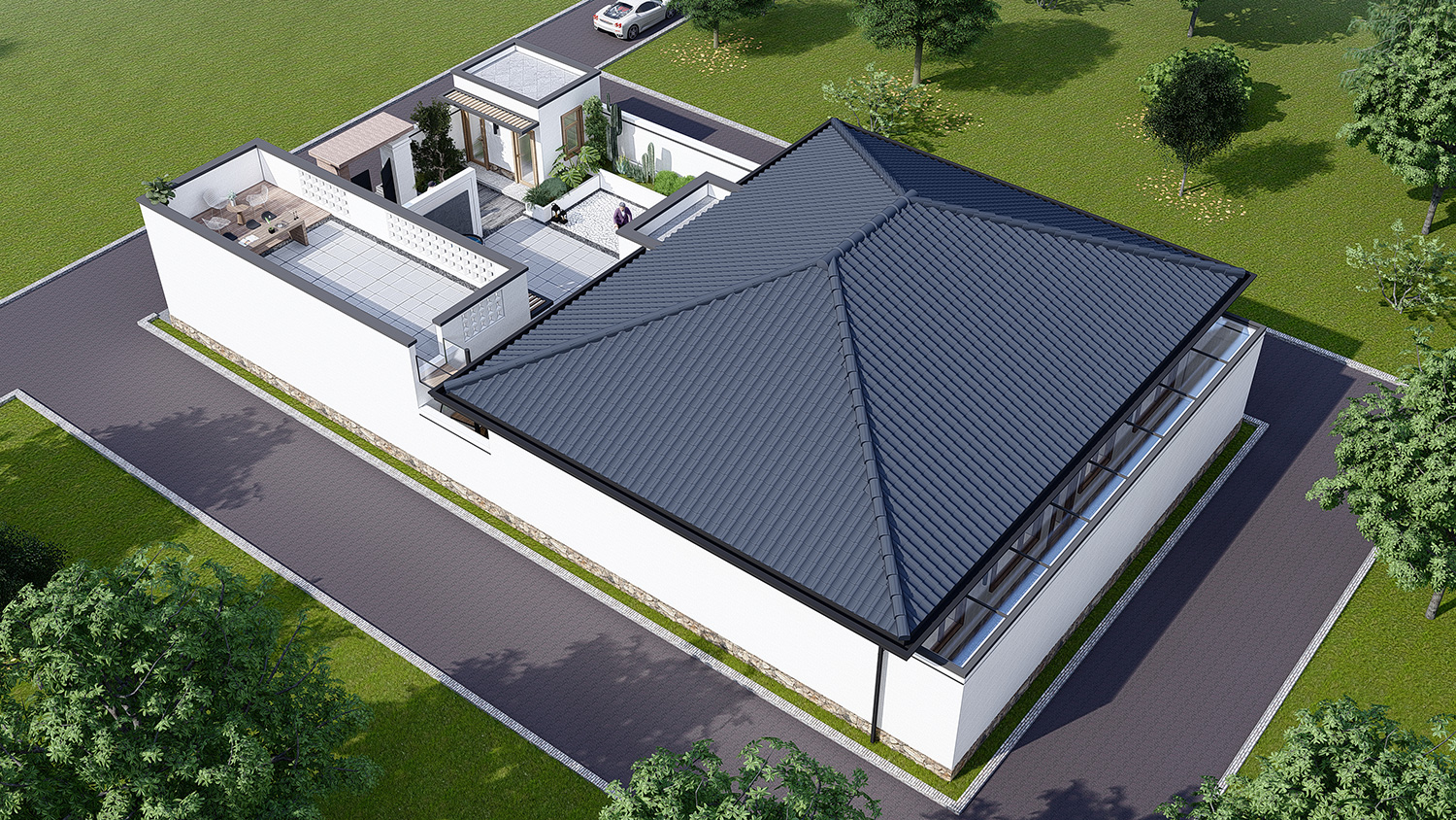保定望都县孙家一层新中式自建别墅