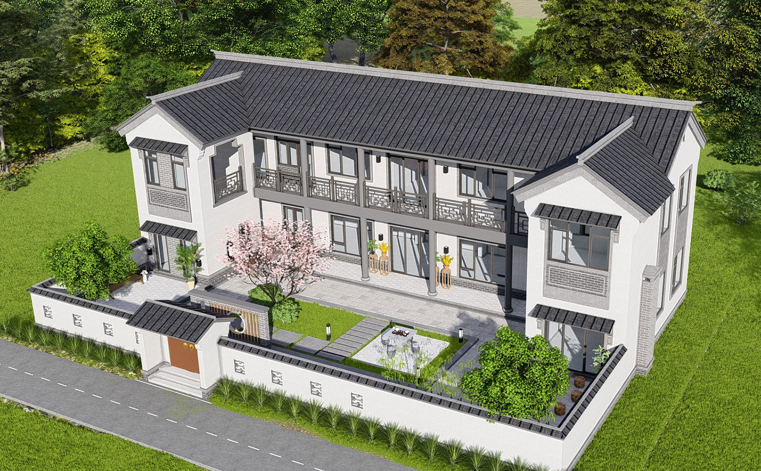 湖北孝感安陆蒋家二层中式庭院住宅