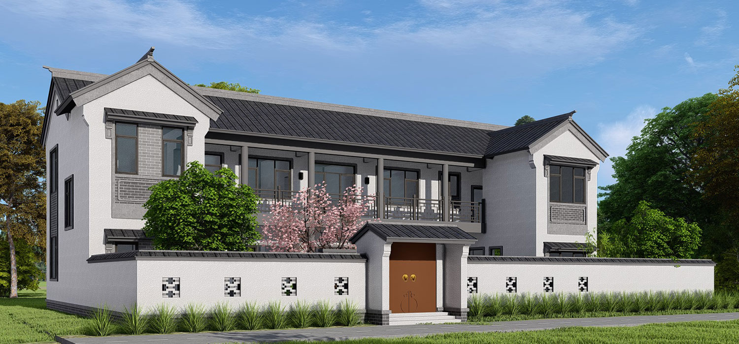 湖北孝感安陆蒋家二层中式庭院住宅