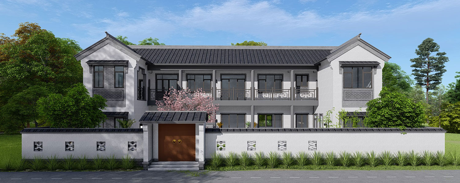 湖北孝感安陆蒋家二层中式庭院住宅