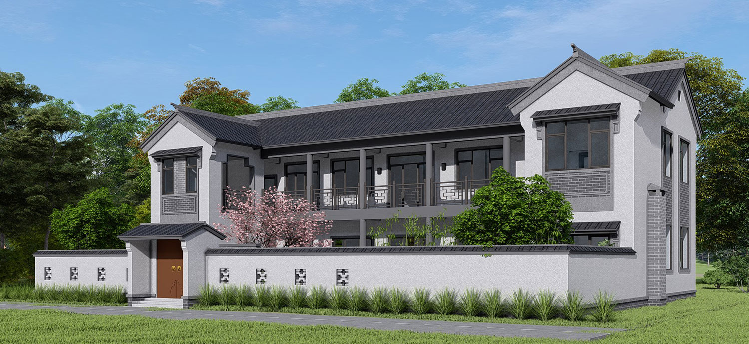 湖北孝感安陆蒋家二层中式庭院住宅