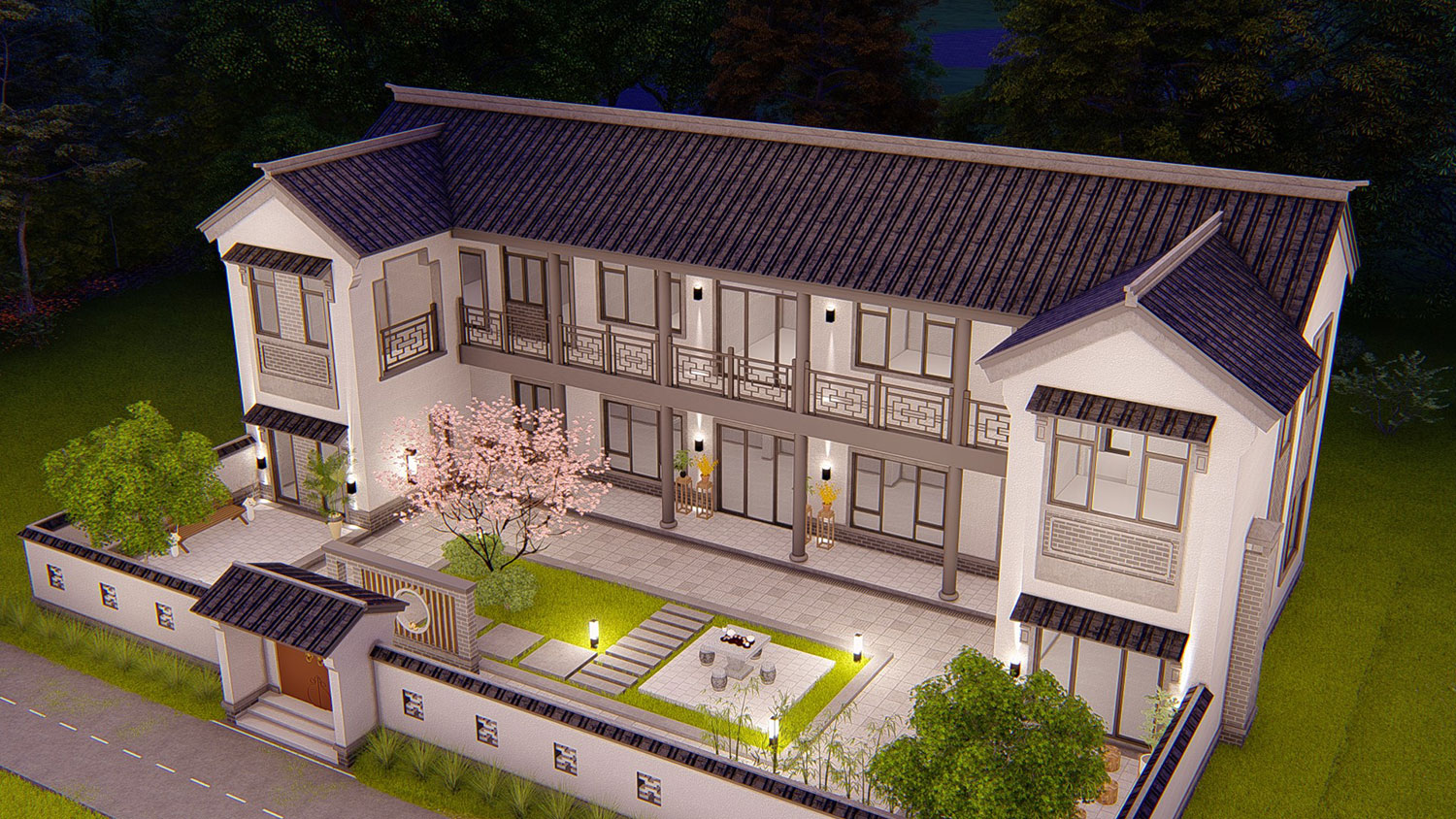 湖北孝感安陆蒋家二层中式庭院住宅