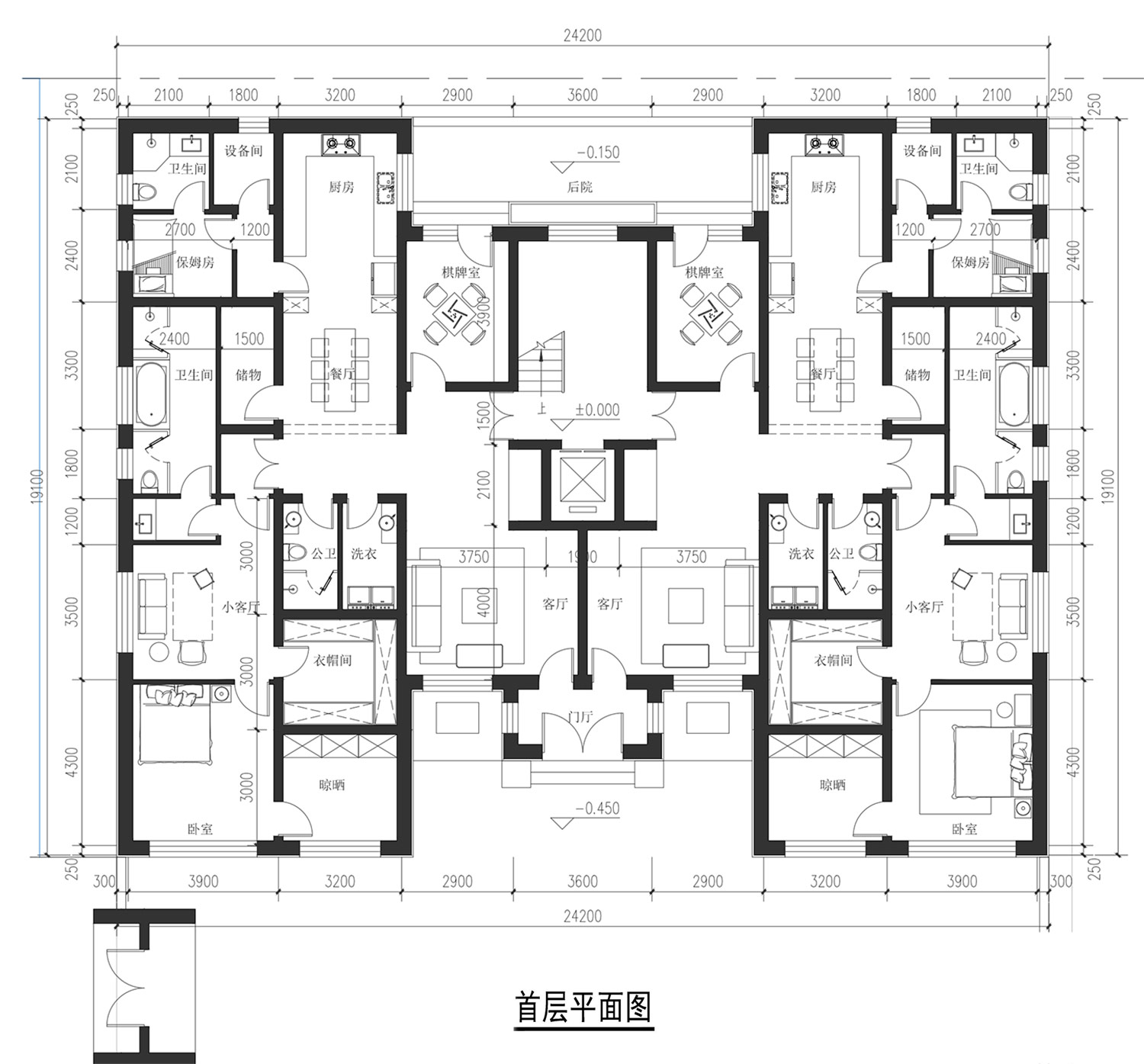 北京顺义靳家二层中式双拼别墅设计