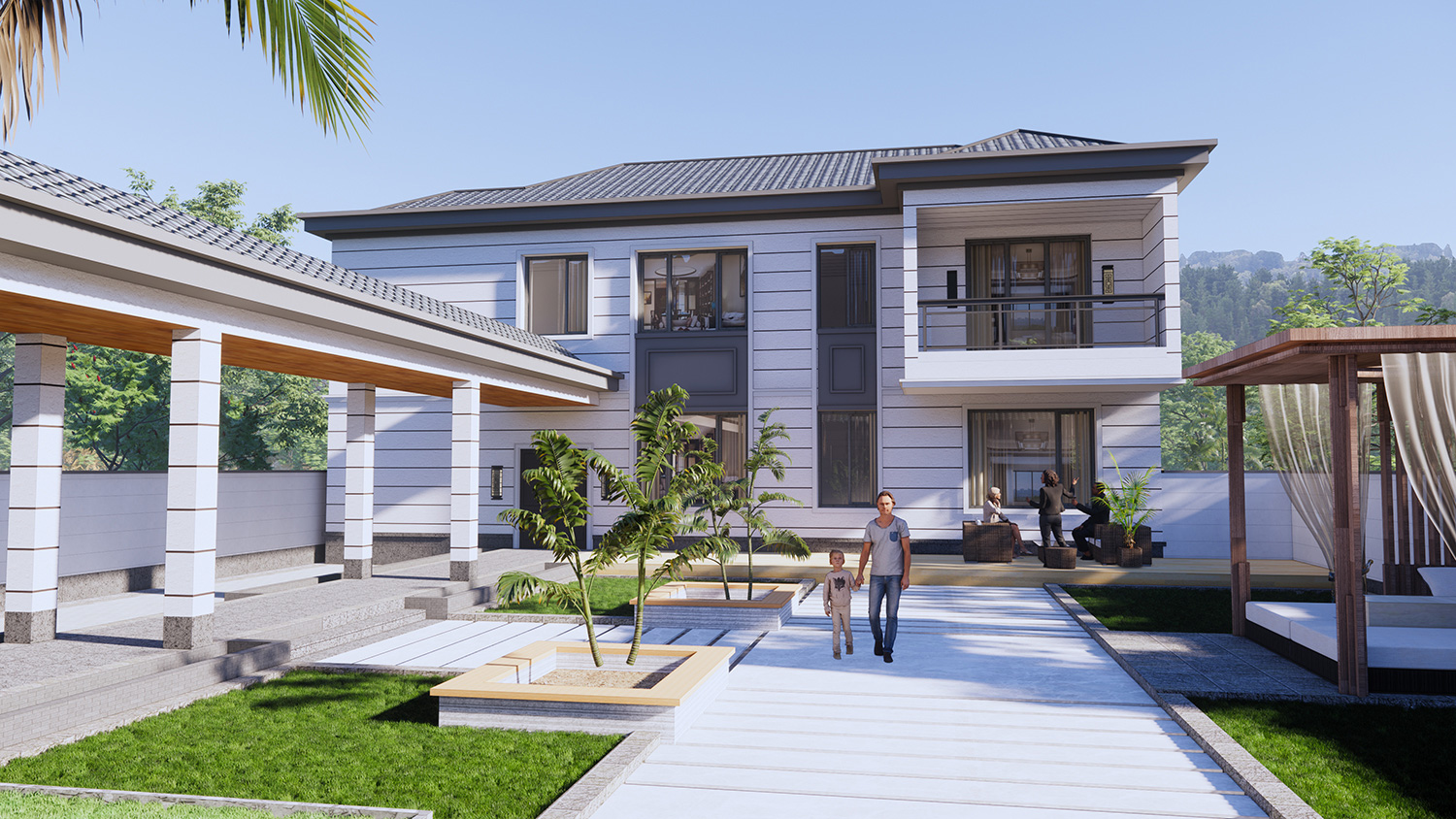 湖南岳阳何家二层新中式自建别墅