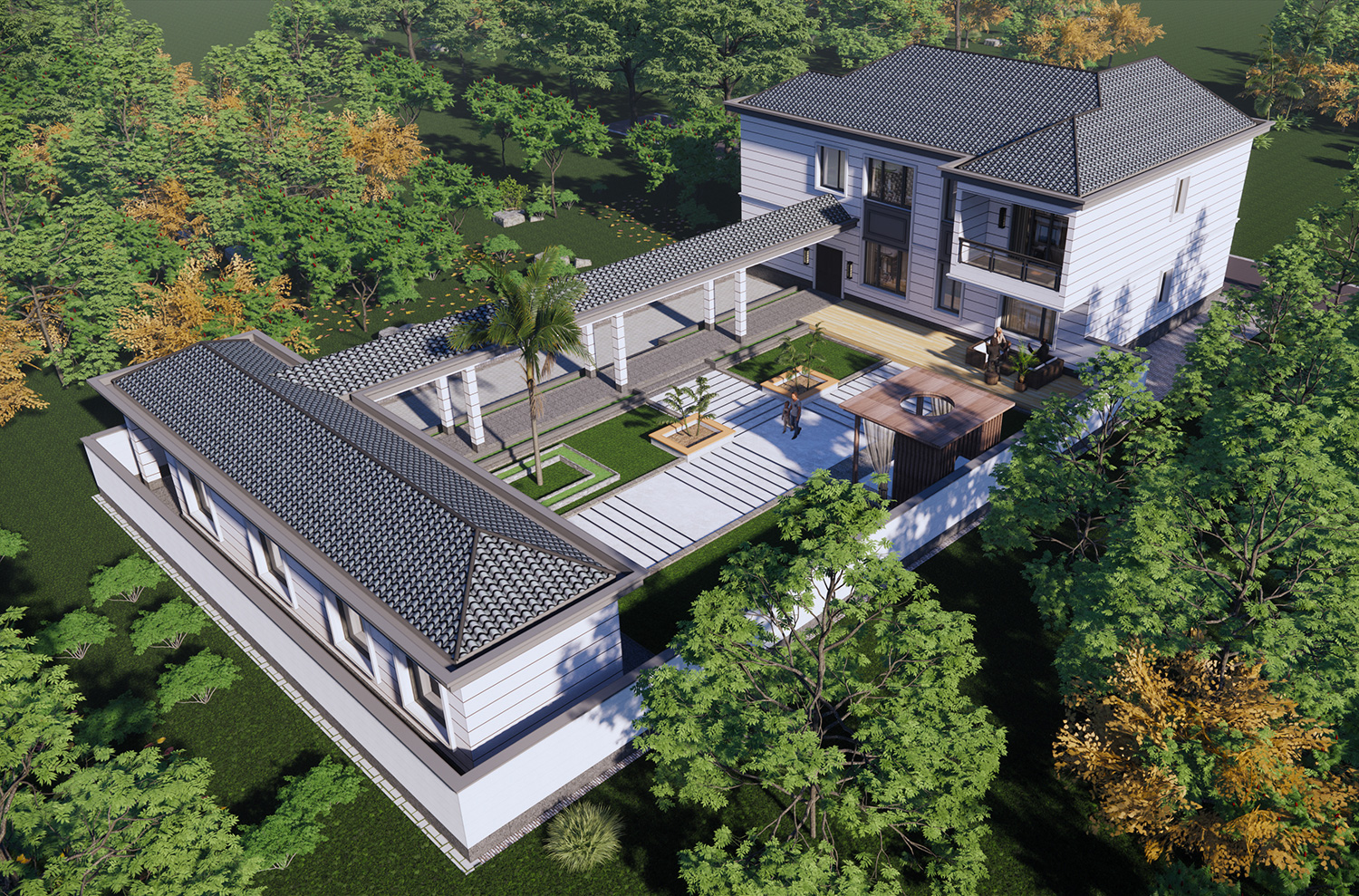 湖南岳阳何家二层新中式自建别墅