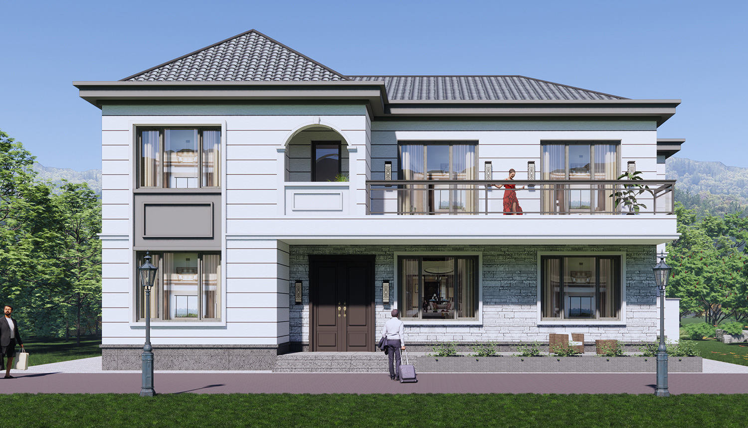 湖南岳阳何家二层新中式自建别墅
