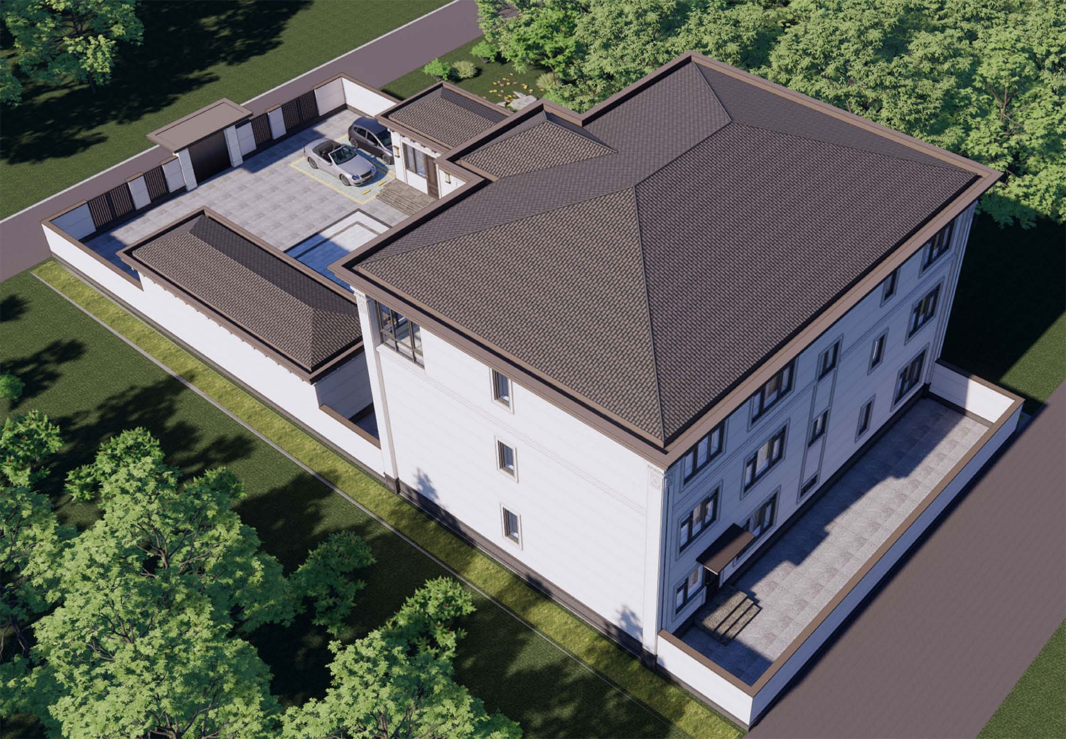 河北廊坊郭家三层新中式自建别墅