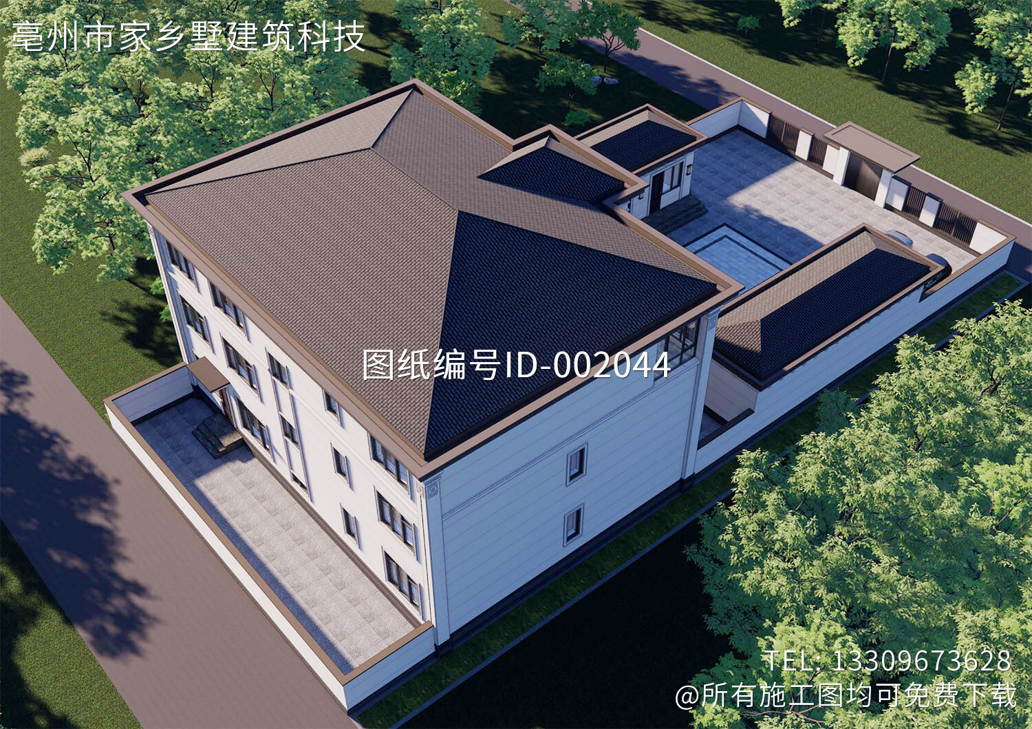 河北廊坊郭家三层新中式自建别墅