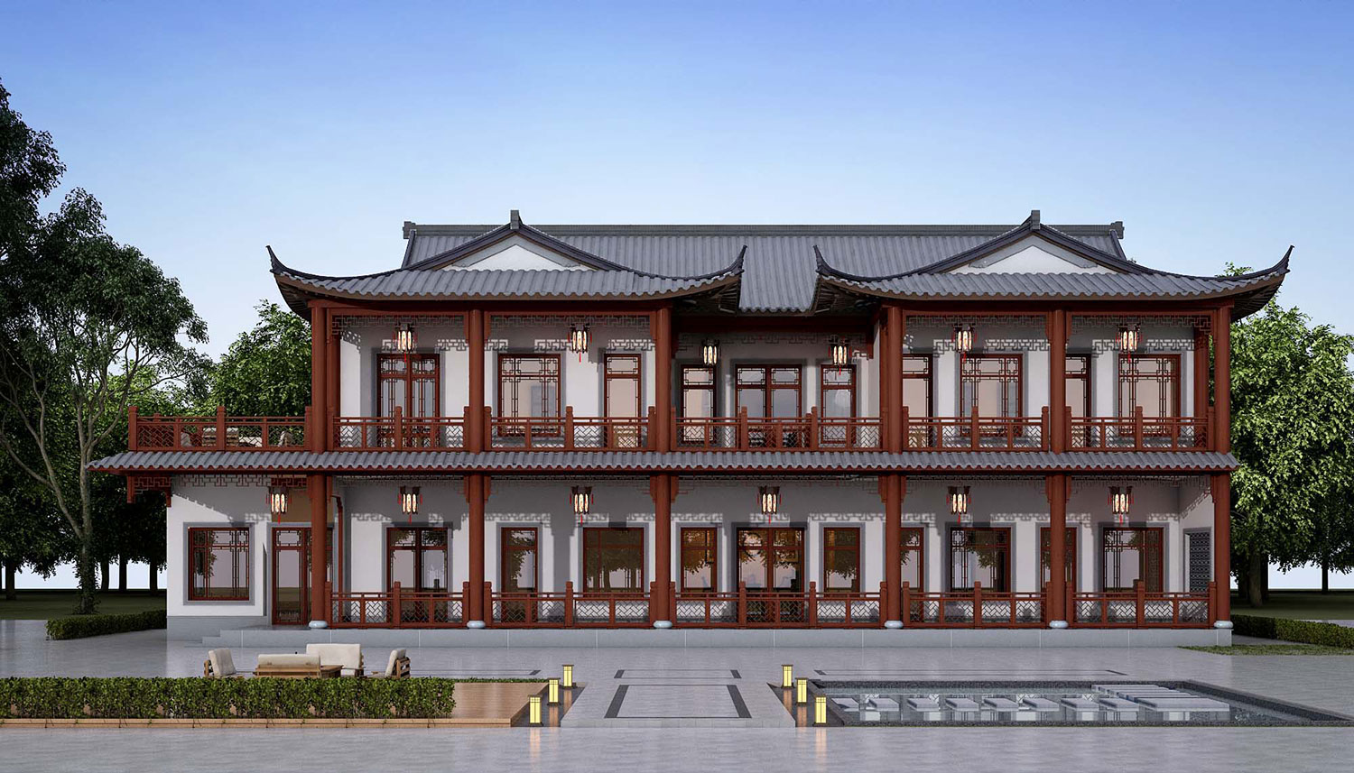 云南丽江李家二层中式自建别墅