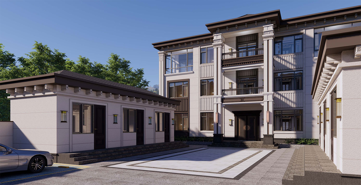 河北廊坊郭家三层新中式自建别墅