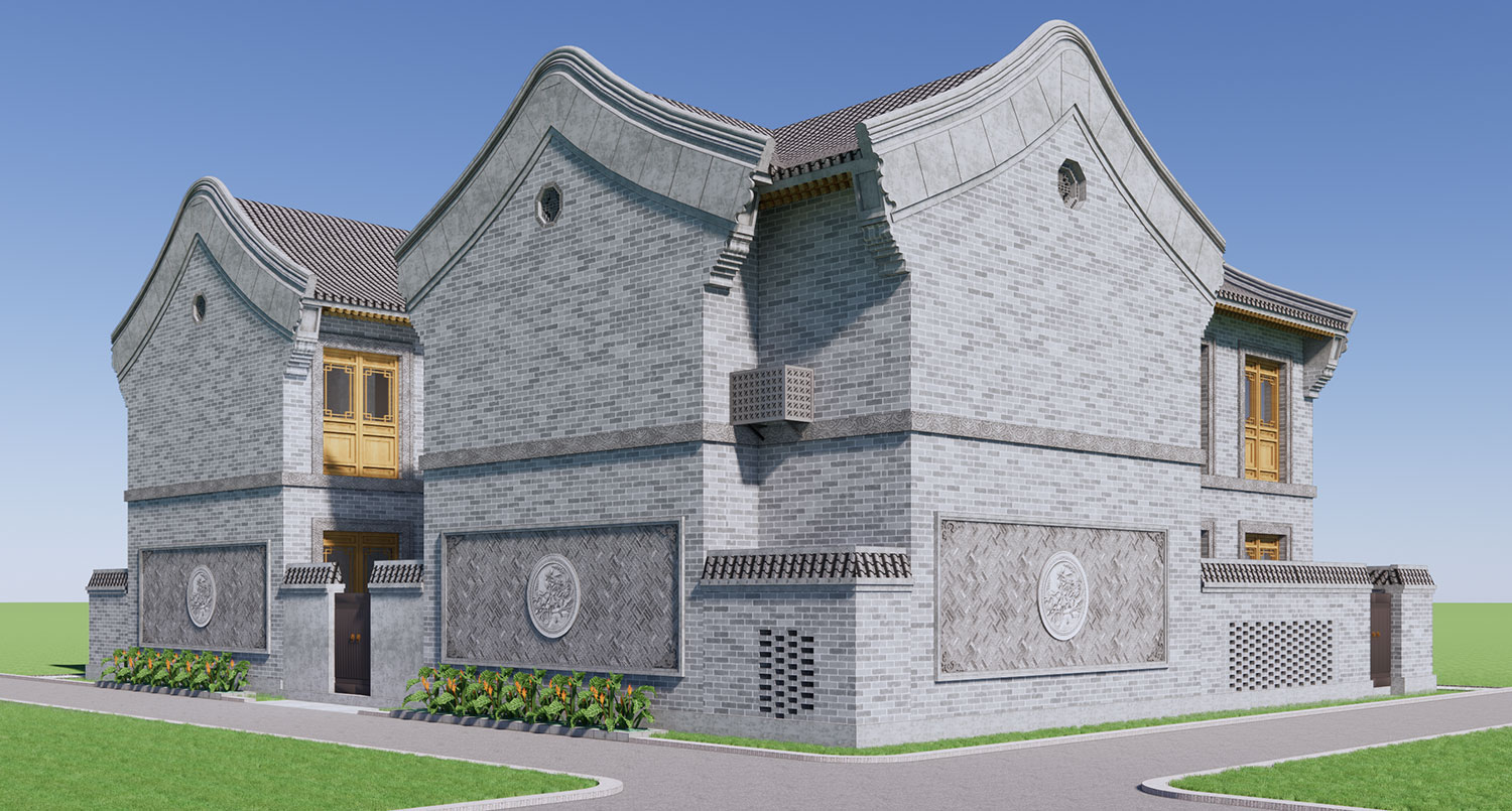 北京朝阳王家二层中式自建别墅设计