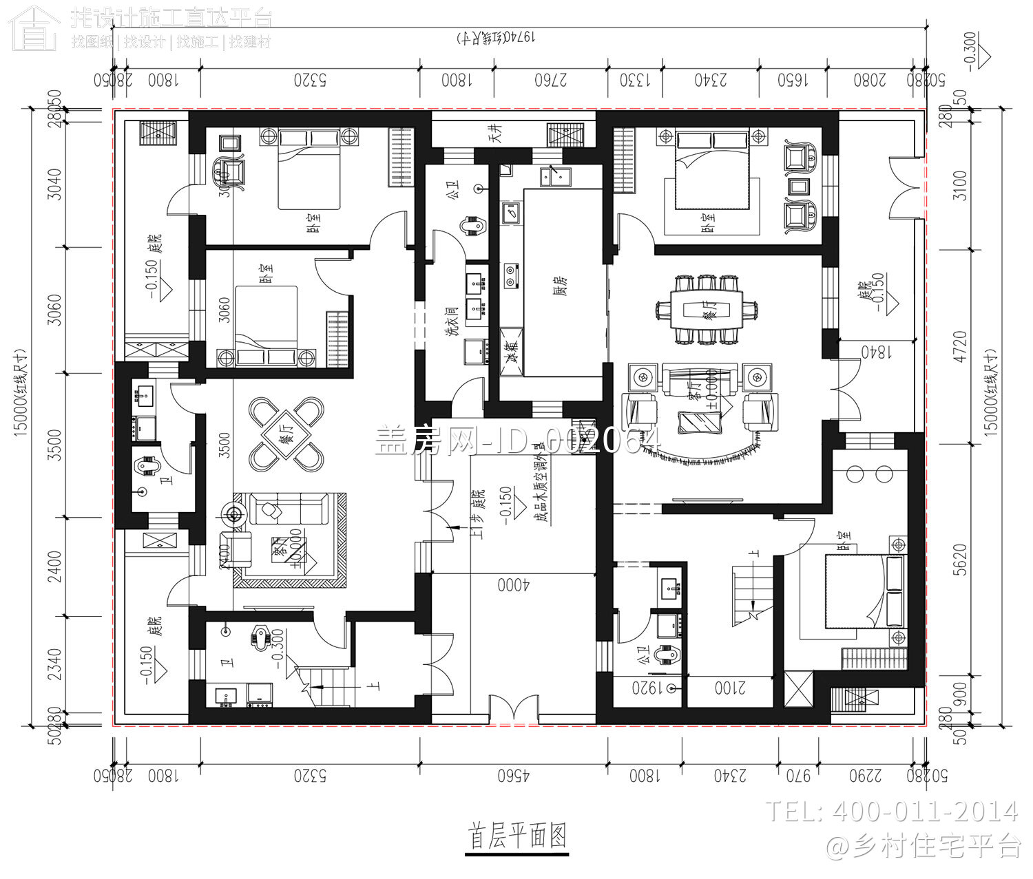 北京朝阳王家二层中式自建别墅设计