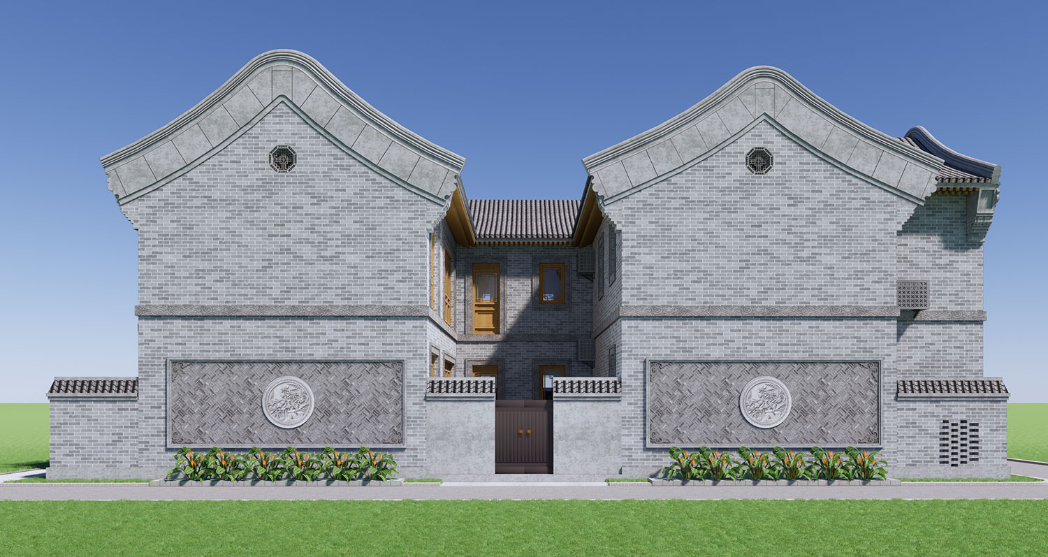北京朝阳王家二层中式自建别墅设计