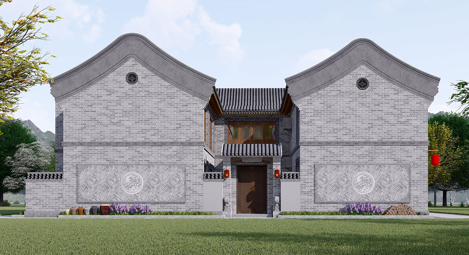 北京平谷孙家二层中式自建别墅设计