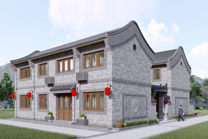 北京通州李家二层中式自建别墅设计