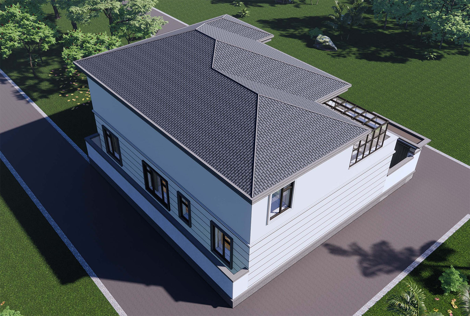 河北任丘吴家二层新中式自建别墅	