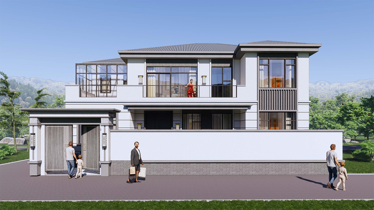 河北任丘吴家二层新中式自建别墅	