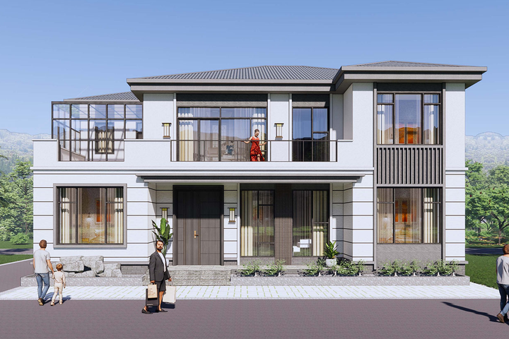 河北任丘吴家二层新中式自建别墅	