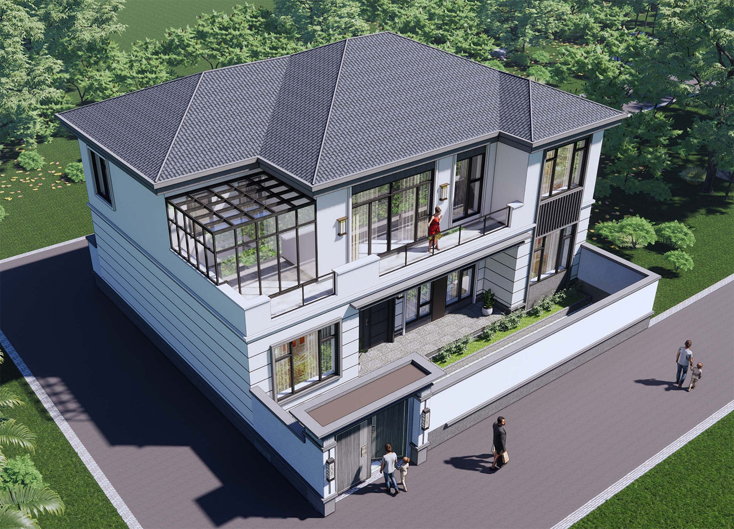 河北任丘吴家二层新中式自建别墅	